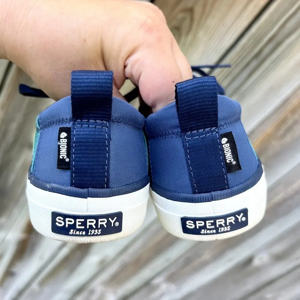Sperry Crest Vibe Bionic Sneakers Womens 6.5 Navy Teal Yellow‎